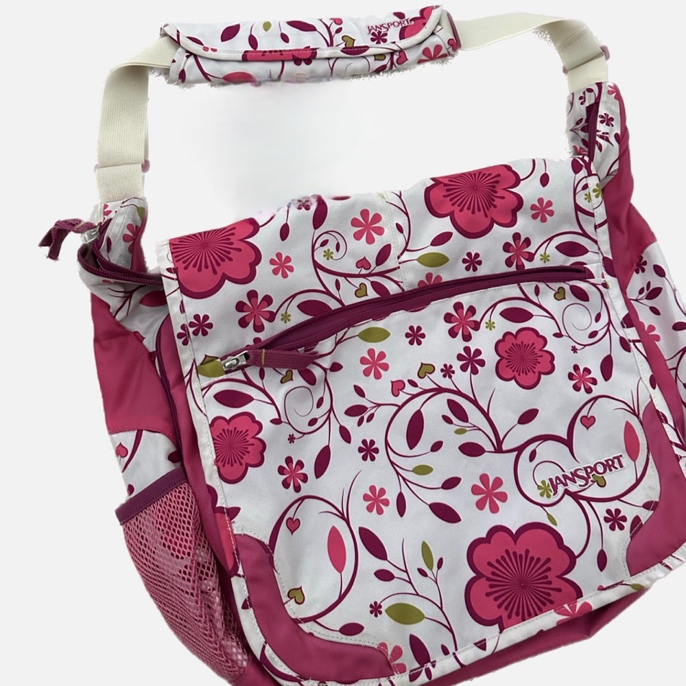 Floral Jansport side messenger bag with laptop compartment